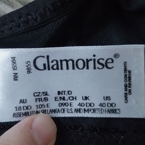 Glamorise Lace Comfort Wonderwire Underwire Bra In Black Women's Size 40DD 9855 - Picture 5 of 6
